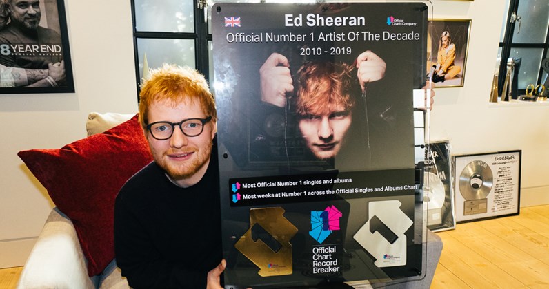 Sheeran Crowned UK’s No.1 Artist of the Decade&nbsp;2019